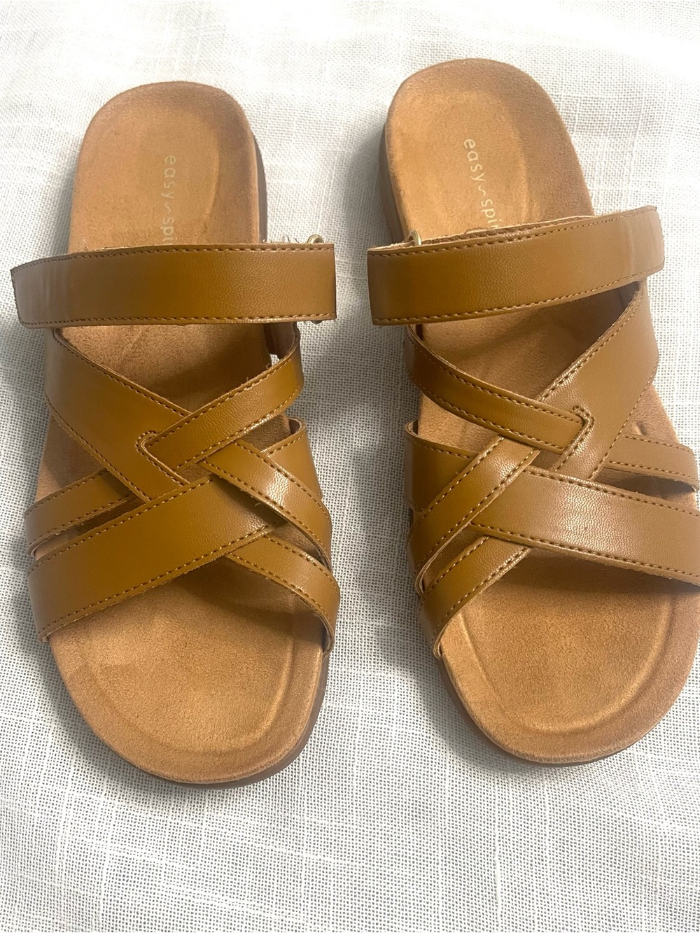 Easy Spirit Women's Cognac Crisscross Slide Sandals